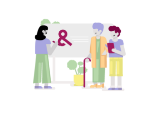 a group of people infront of a board learning about inclusive mobility